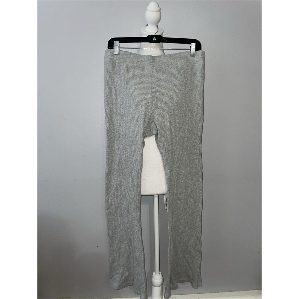 PINK Victorias Secret Gray Ribbed Flare Lounge Pants XL Wide Leg Pajama